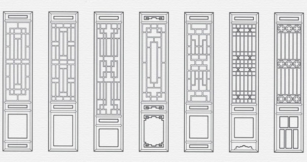 秀峰常用中式仿古花窗图案隔断设计图